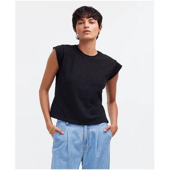 Madewell Slub Crewneck Cotton Casual Muscle Tee US Women's XXS New - Picture 1 of 6